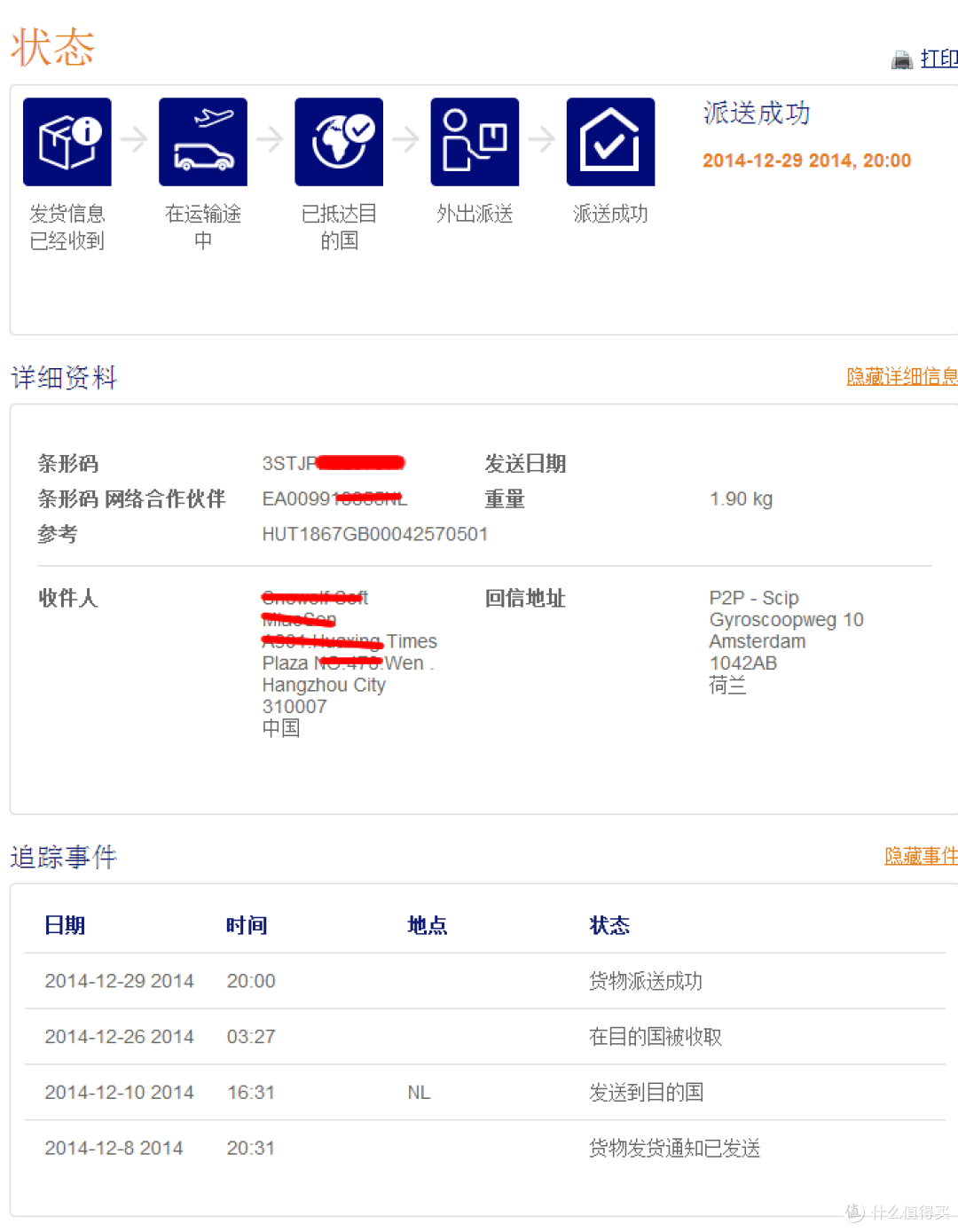 荷兰邮政信息 荷兰邮政信息
