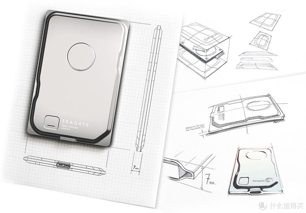 全球最薄仅7mm：Seagate 希捷 推出 Seven 500GB USB 3.0纪念款 移动硬盘