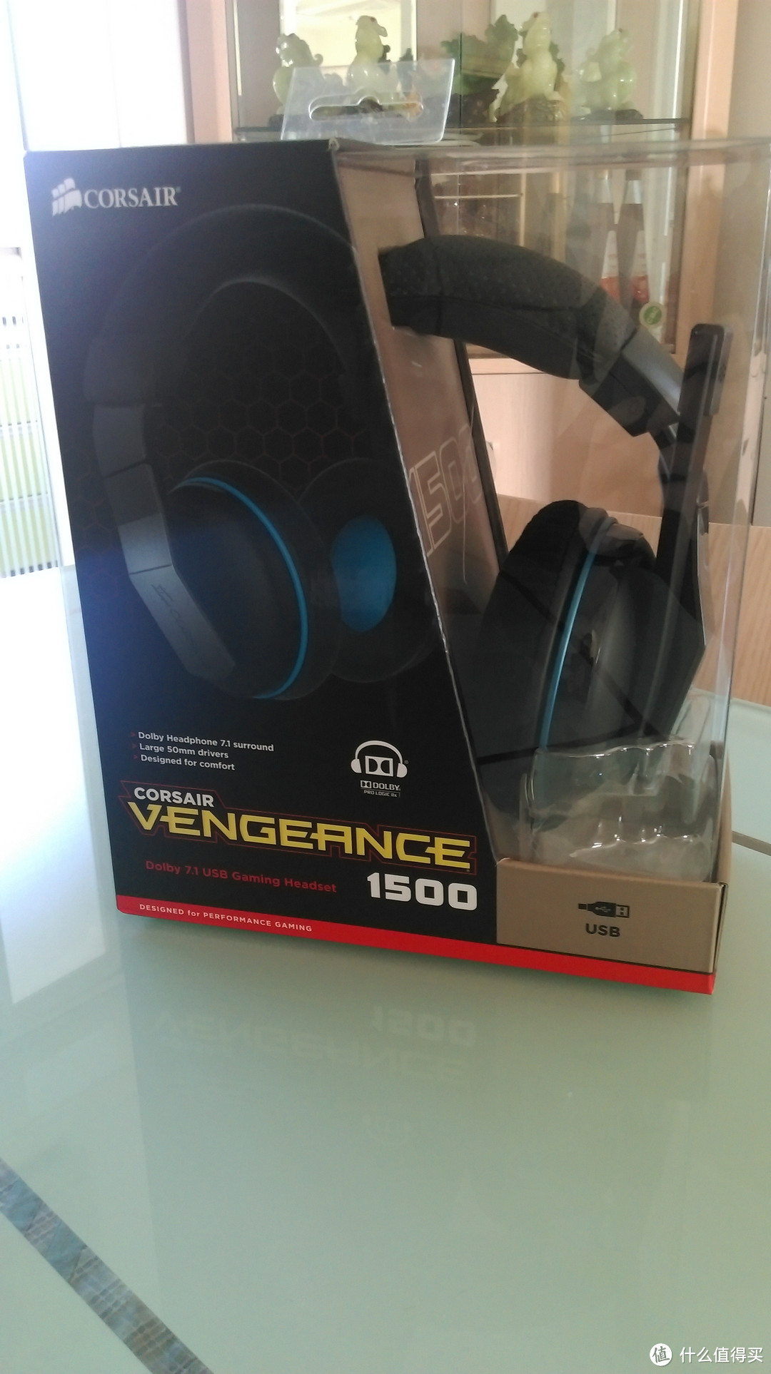 苦等来的开箱！CORSAIR 海盗船 Vengeance 复仇者 1500 V2 7.1声道游戏耳机