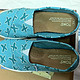 TOMS Classics Turquoise Butterifly 舒适平底布鞋