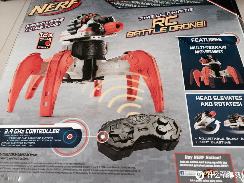 移动堡垒：Hasbro 孩之宝 Nerf TerraDrone 遥控战斗机械生物 六足机器人