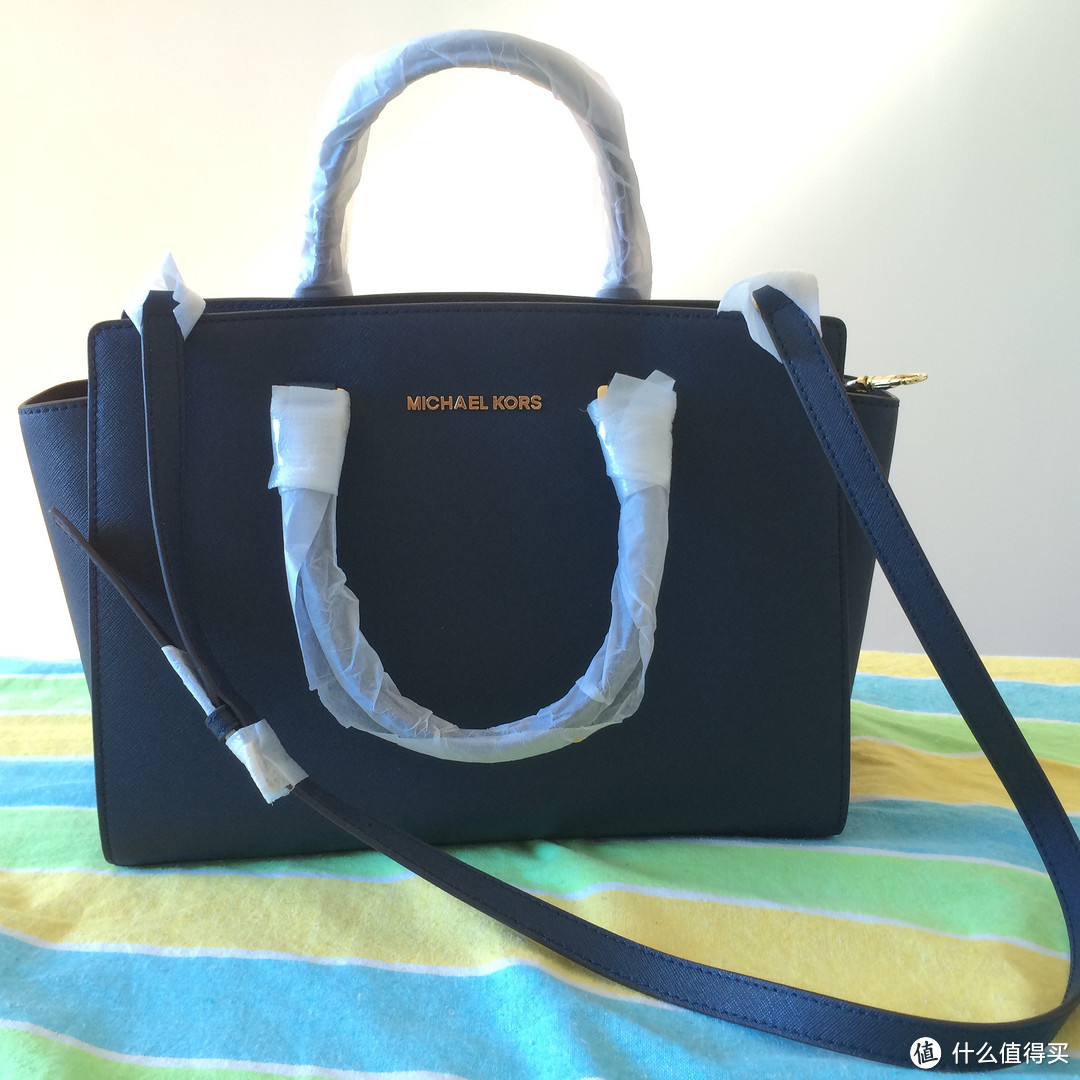 一抹海军蓝，美亚处女淘：MICHAEL Michael Kors Selma Large Trapeze Satchel 女款单肩包