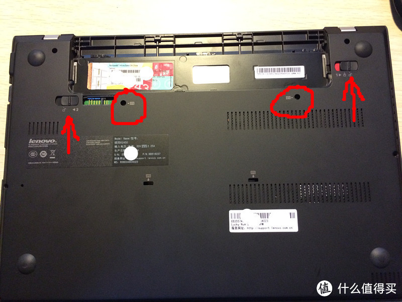 联想 k2450 拆机换NGFF接口SSD固态硬盘