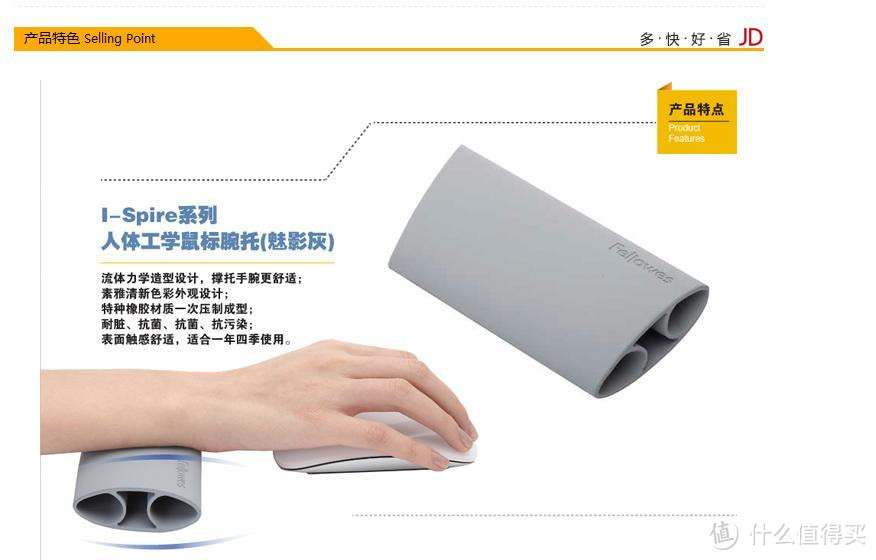 摆脱鼠标手：Fellowes 范罗士 CRC93933 I-Spire系列 人体工学腕托