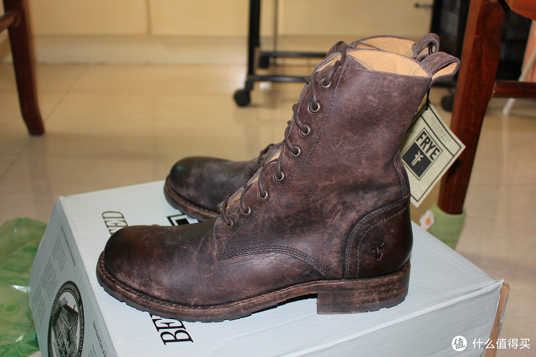 Frye 弗莱 Rogan Tall Lace Up Dark Brown Stone Antiqued 男靴