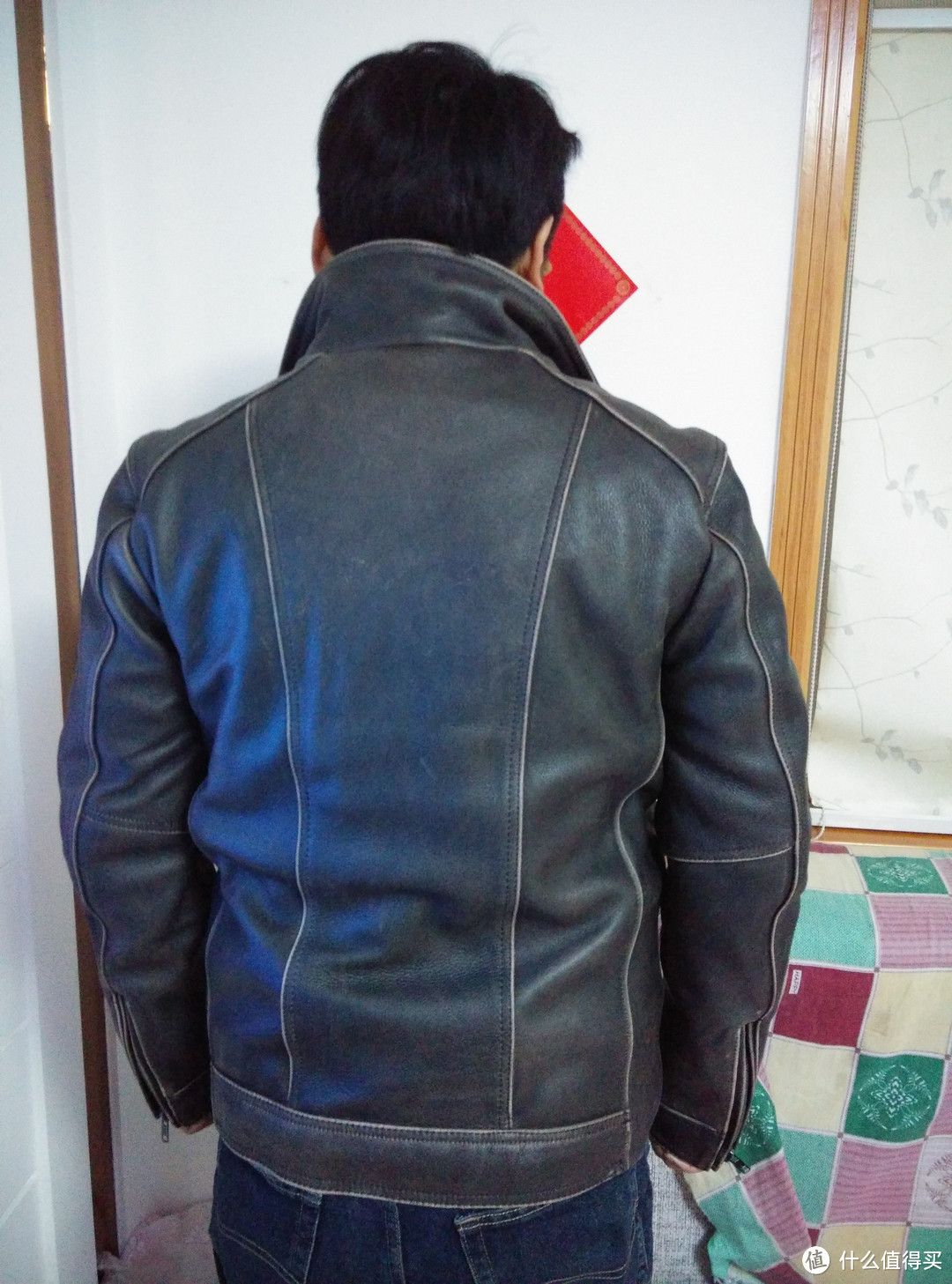 Black Rivet Leather Faded-Seam Cycle Jacket 男款皮衣