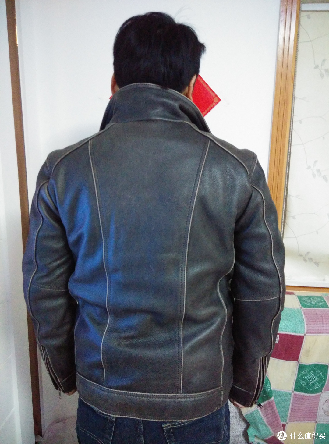 Black Rivet Leather Faded-Seam Cycle Jacket 男款皮衣