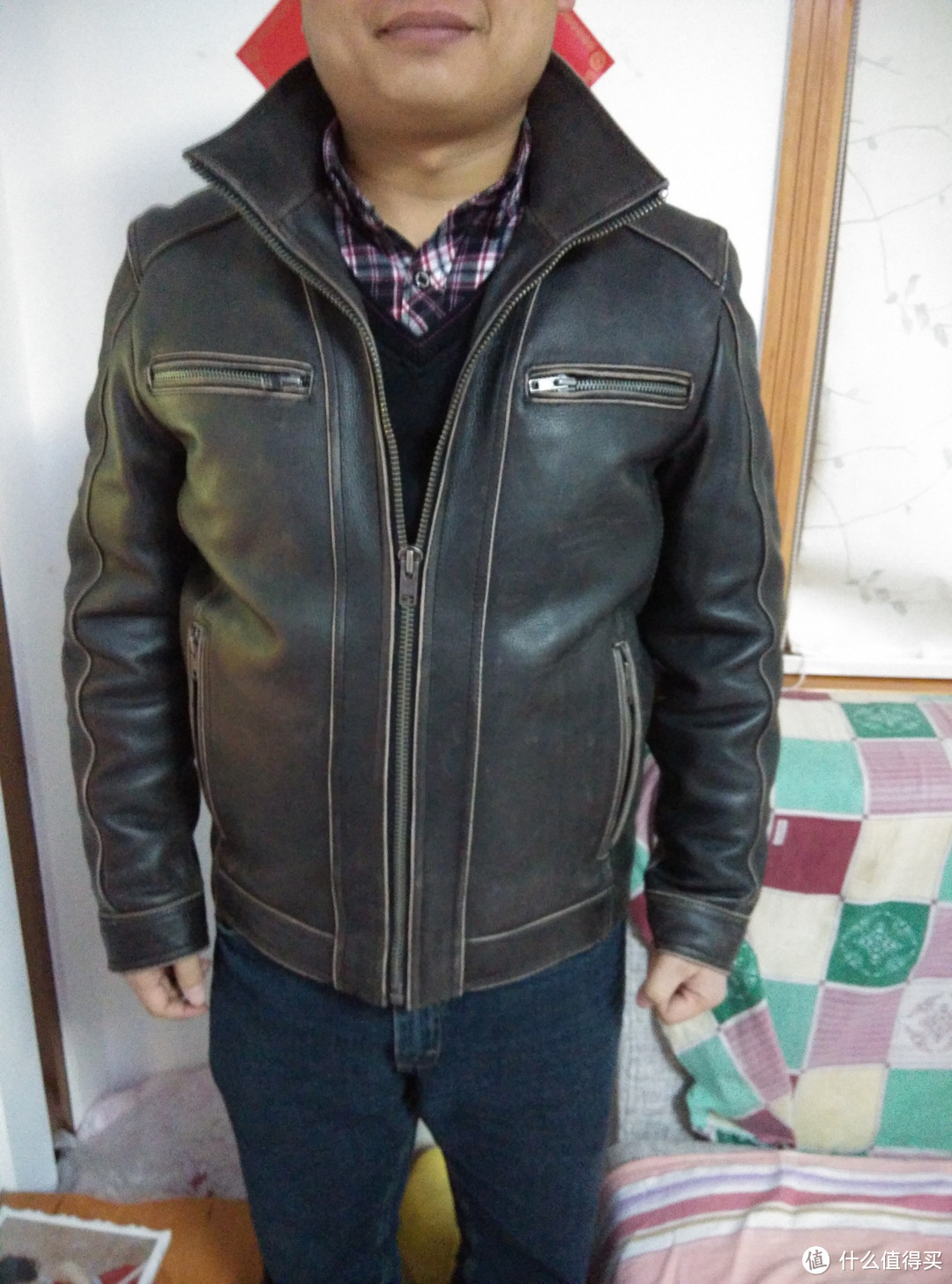 Black Rivet Leather Faded-Seam Cycle Jacket 男款皮衣