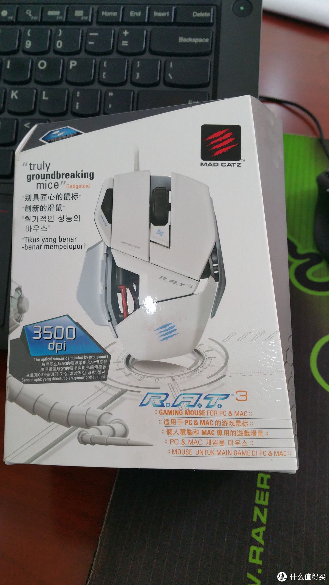 我为外观买单：Mad Catz 美加狮 R.A.T.3 游戏竞技鼠标 雪妖版，与G500S/G9X合照