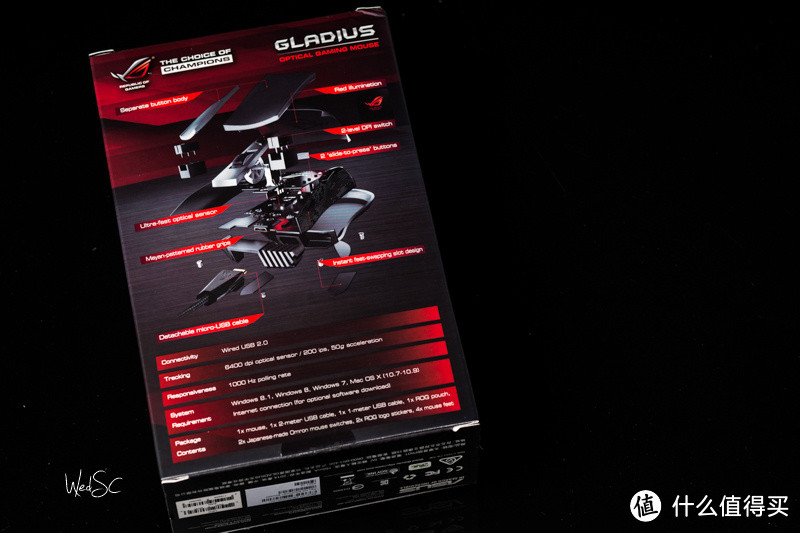 ASUS 华硕 ROG Gladius 大G鼠标开箱及深度使用报告+G9x蝰蛇一众主观横向对比