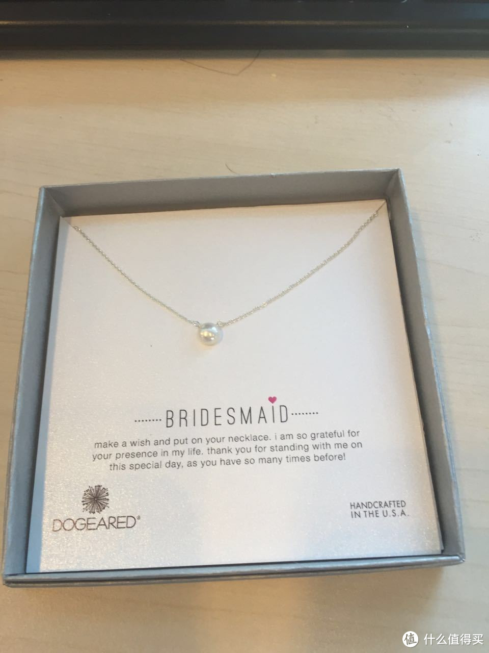 美亚十天到手dogeared"Bridal" Bridesmaid White Button Freshwater 女士珍珠吊坠银质项链