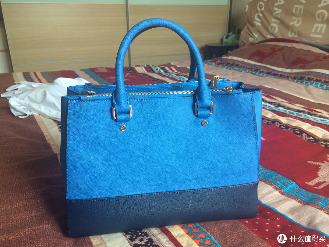 买你怎么那么难：MICHAEL Michael Kors Sutton Medium Colorblock Satchel 蓝黑拼色杀手包中号