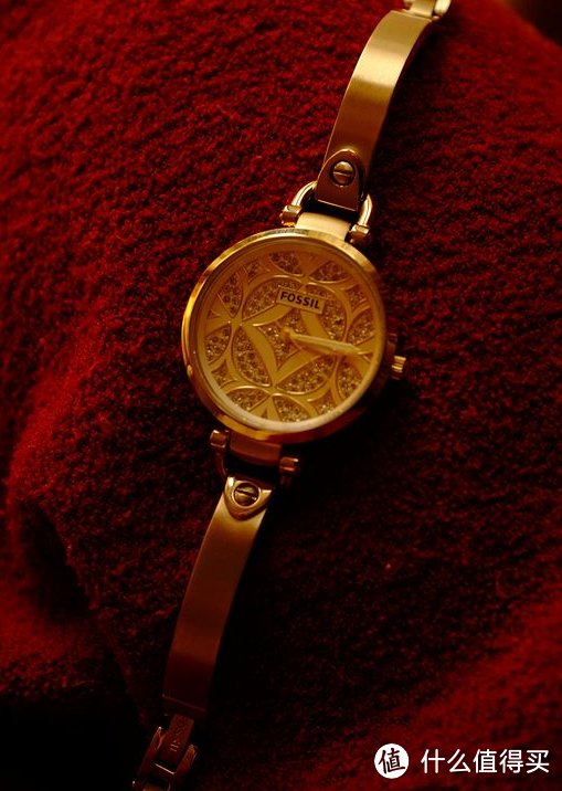 每日话题:世界那么大 钱包那么小：fossil 化石 ES3270 金色款 女士手表
