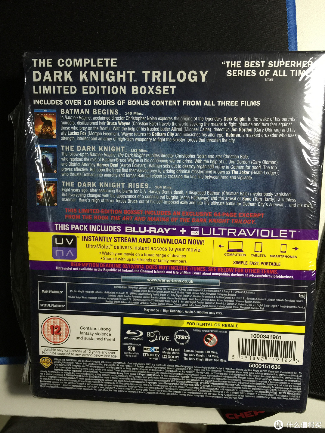 英亚直邮入手The Dark Knight Trilogy 黑暗骑士蓝光三部曲套装