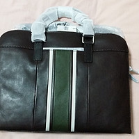 化石 Mercer Leather Top Zip Workbag 男款公文包外观展示(吊牌|拉链|皮质|提手|肩带)