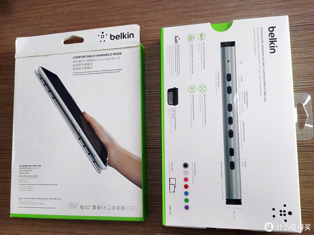 iPad的小伙伴们：Belkin 贝尔金蓝牙键盘一体保护套、Belkin 贝尔金 Fusive蓝牙音箱和迷你电脑袋