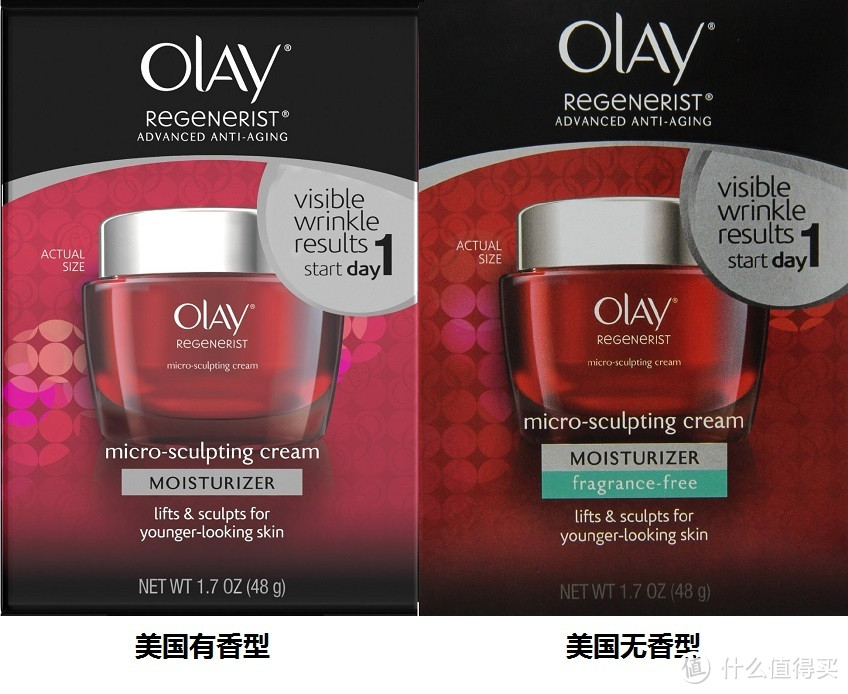 OLAY 玉兰油 Regenerist Micro-Sculpting 新生塑颜金纯面霜  中美两版对比