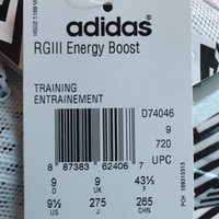 阿迪达斯 RG3 ENERGY BOOST 男款全能运动鞋开箱展示(鞋盒|尺码|鞋带|后跟|魔术贴)