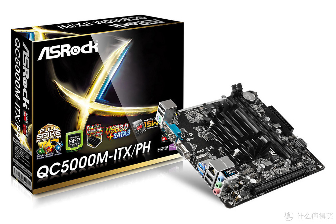 板载AMD A4-5000：ASRock 华擎 推出 QC5000M-ITX/PH主板