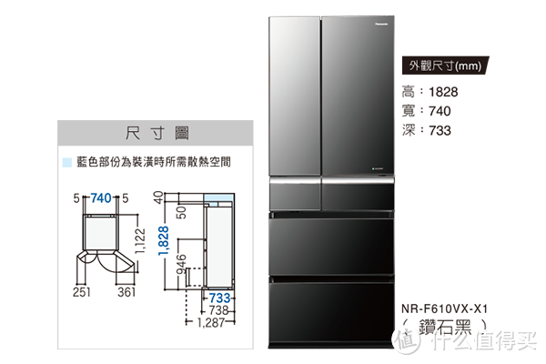 搭载多项流行功能：Panasonic 松下 在华发布最高端家用冰箱 NR-F610VX
