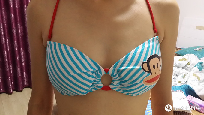 跪指压板也要晒：晒晒 Paul Frank 大嘴猴 Red Julius Stripe Bandeau Bikini 比基尼套装