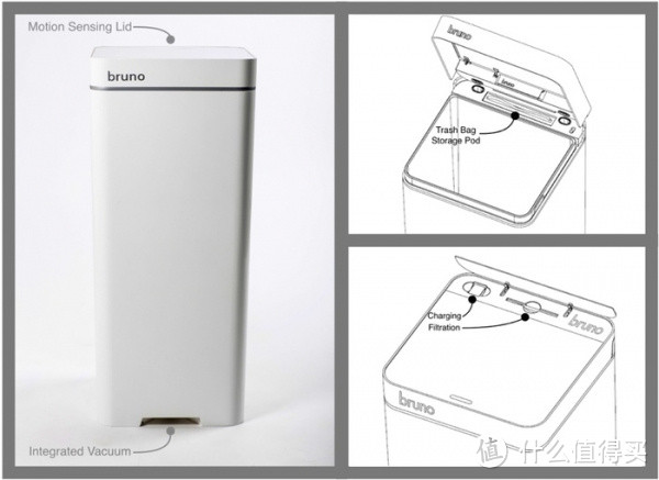 配备感知式垃圾桶盖：可以吸的智能垃圾桶BrunoSmart