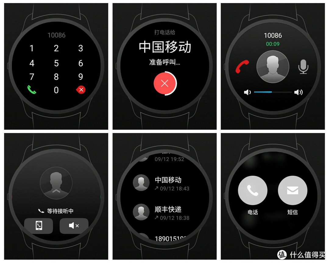 在ticwatch上可以直接打開撥號盤進行撥打電話,而android wear設備中