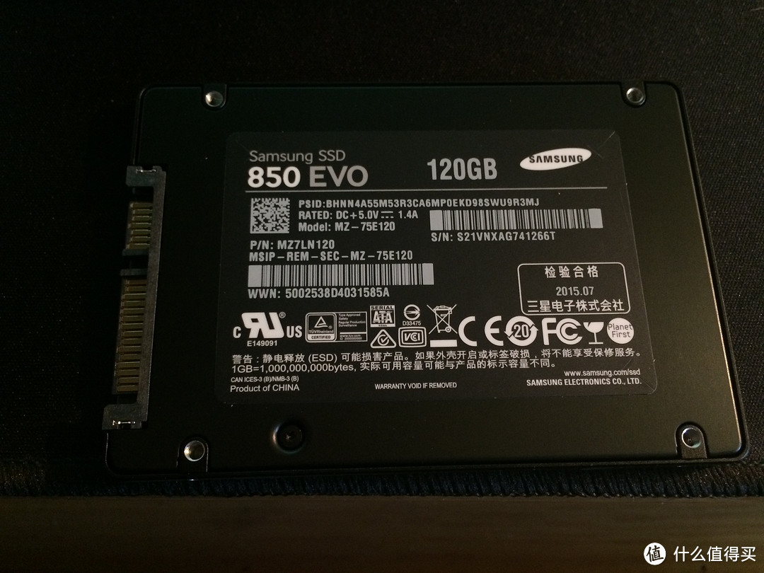 拯救笔记本换硬盘记：SAMSUNG 三星 850 EVO 120G SSD