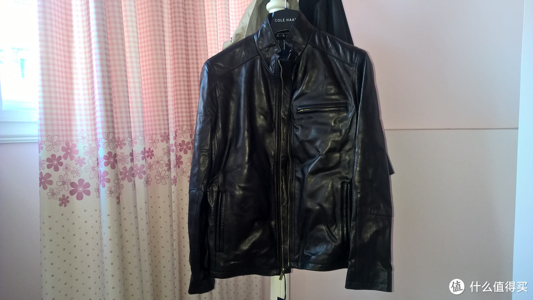 瑕不掩瑜COLE HAAN Smooth Leather Moto Jacket 男款羊羔皮机车夹克，内附真人兽