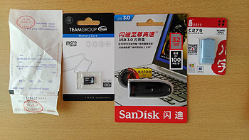 手残党的第一次撸羊毛体验： SanDisk 闪迪 32GB U盘 & Team 十铨 16GB  高速手机存储卡