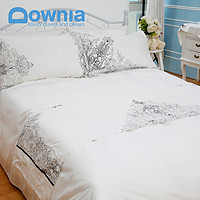 Downia 优质棉斜纹印花 五星级酒店床上用品套件 瓷白图腾四件套