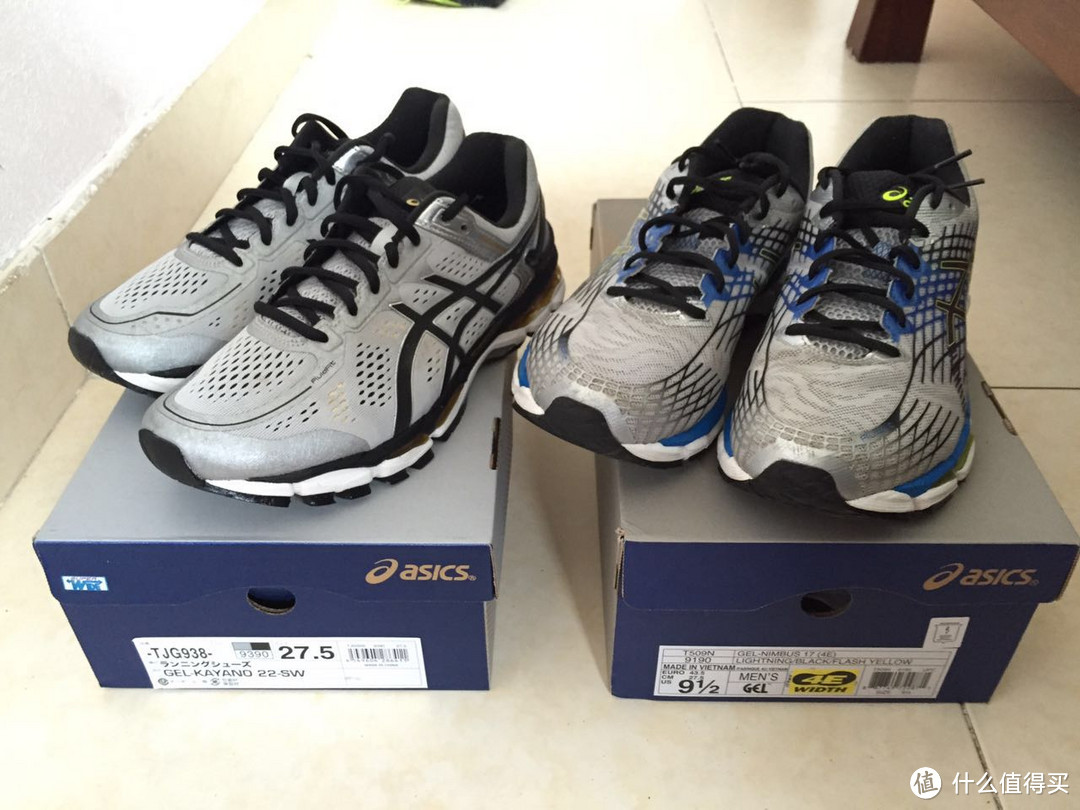 ASICS 亚瑟士 Kayano22 & NImbus17 对比测评