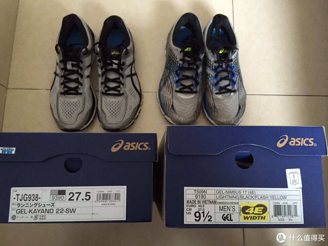 ASICS 亚瑟士 Kayano22 & NImbus17 对比测评