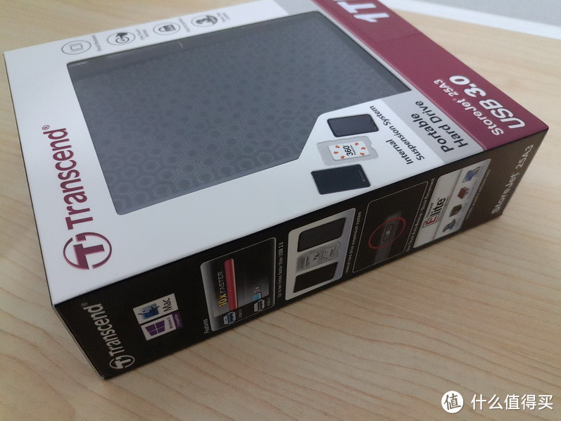 双十一剁手前哨战：Transcend 创见 StoreJet 25A3K 暗黑骑士系列 USB3.0 1TB 移动硬盘 开箱