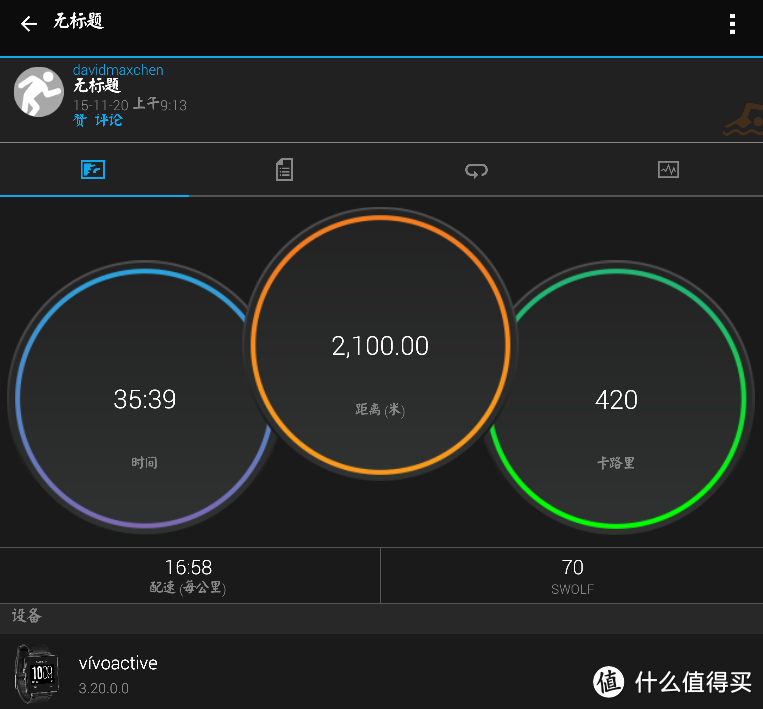 刚入手的Garmin 佳明 Vivoactive 智能运动手表