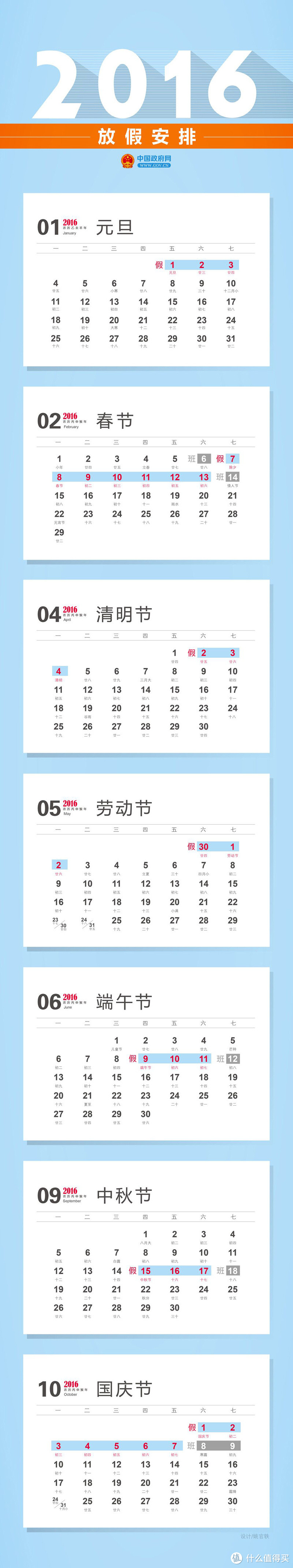 还是除夕到正月初六放假 国务院公布16年部分节假日安排 什么值得买