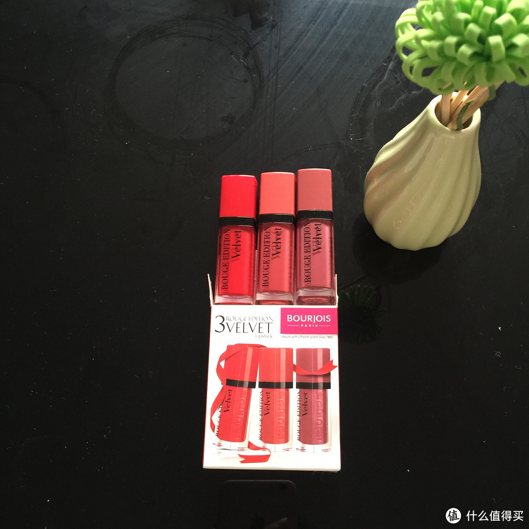 冬天的性感色彩来袭：BOURJOIS 天鹅绒彩唇釉 6.7ml*3支