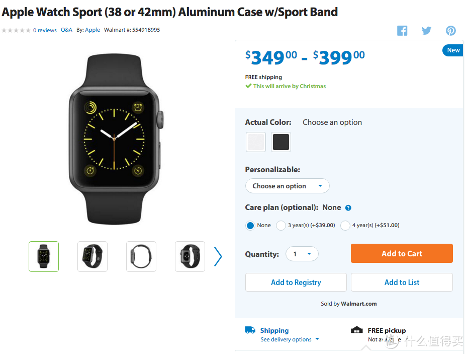 拓宽销售渠道：Apple 苹果 Apple Watch Sport上架沃尔玛线上商店