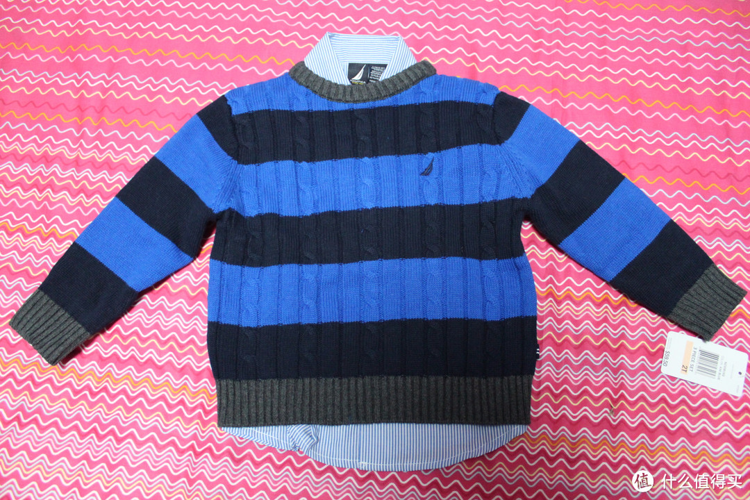 #有货自远方来#Nautica 诺帝卡 Woven Striped Cable 男童三件套(附尺码)