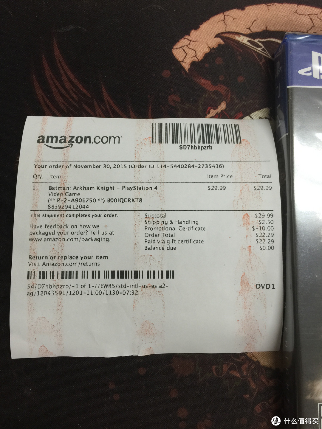 小神价入手PS4《蝙蝠侠：阿卡姆骑士》盒装游戏晒单