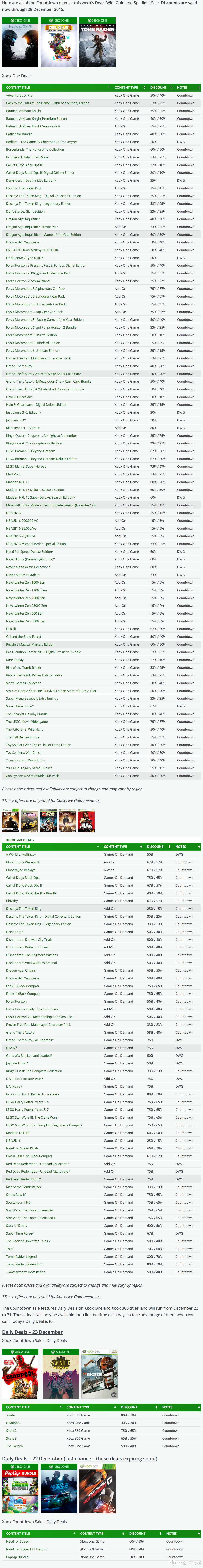 百款游戏特价：Microsoft 微软 展开 Xbox 游戏圣诞/新年促销