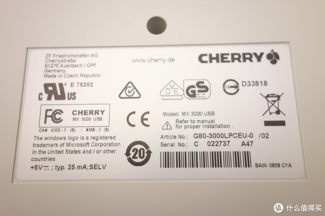 Cherry 樱桃 G80-3000 黑轴 机械键盘