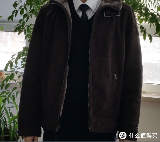 Calvin Klein 卡尔文克莱恩 Men's Aviator Faux-Fur Jacke 咖啡色夹克上身