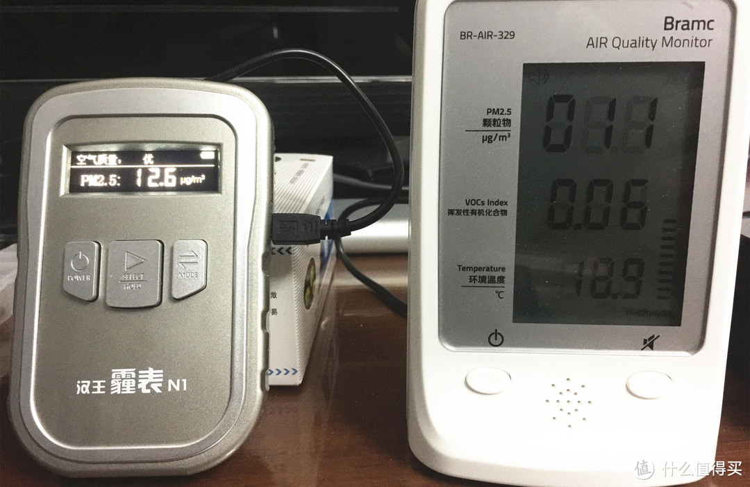 汉王霾表 N1 VS 博朗通空气检测仪