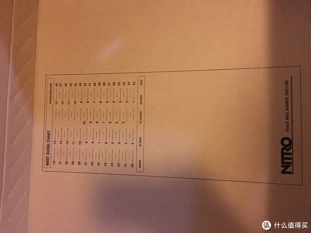 箱底有个size chart