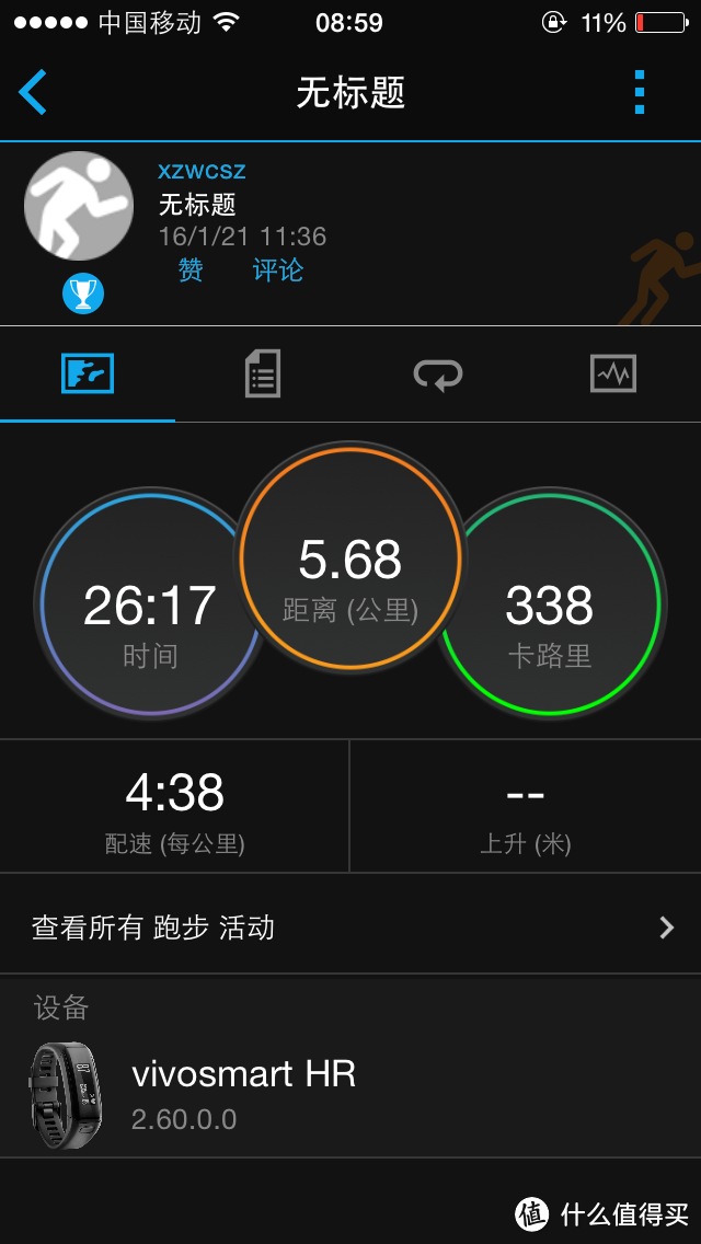 竹杖芒鞋轻胜马-Garmin 佳明 vivosmart HR 智能腕表众测报告