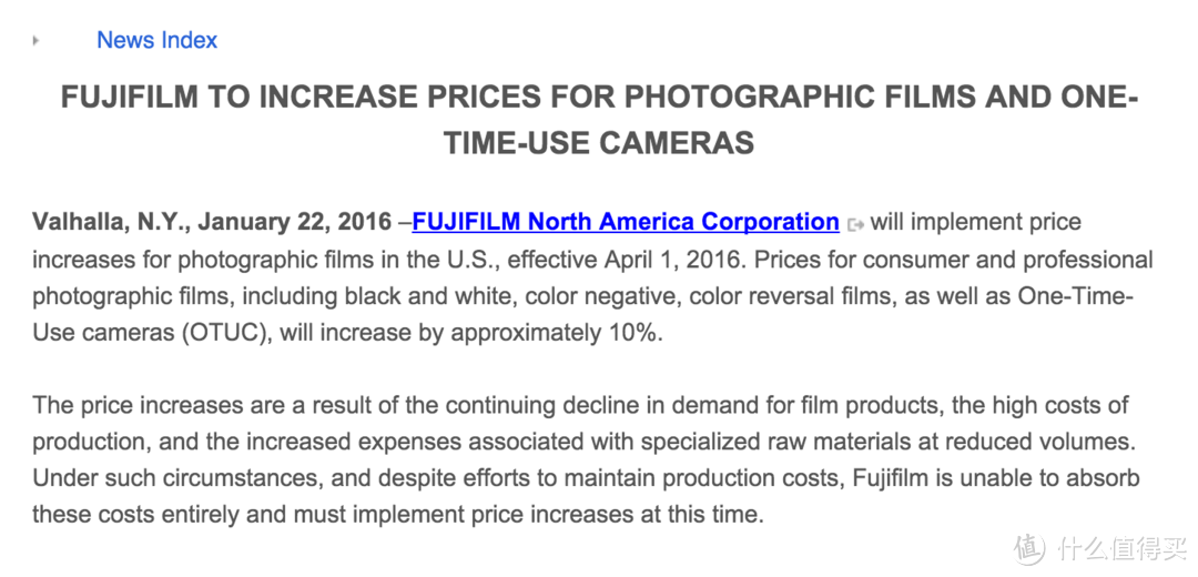 加价约10%左右：FUJIFILM 富士 宣布将提高全球胶片价格