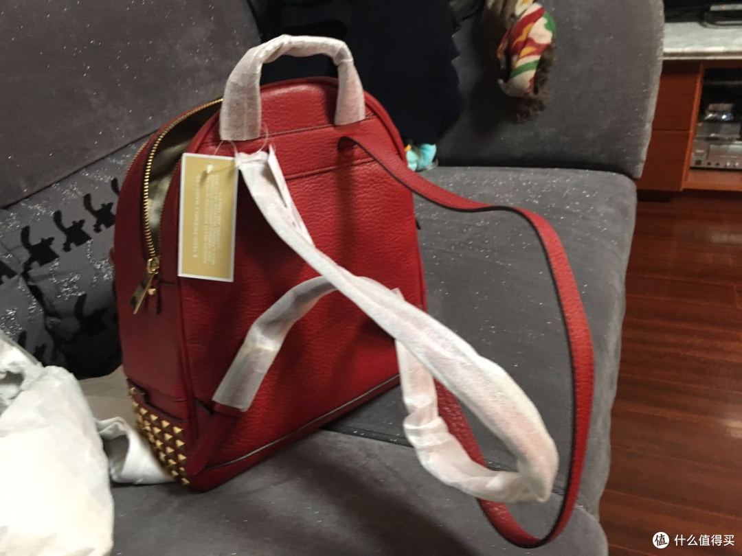 梅西百货支付宝直邮首单：Michael Kors Rhea Small Studded Backpack双肩包开箱