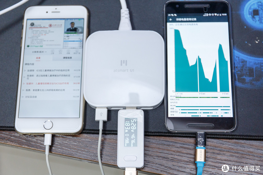 #本站首晒# 4口USB充电器 —atsmart 微插座 AT-U1-4A 智能充电器 开箱&简测