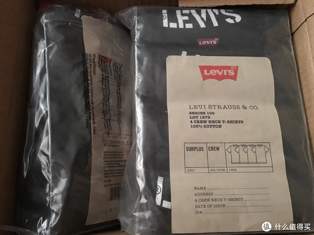 Levi's 李维斯 100 Series Knit 圆领T恤（4件装）简单开箱